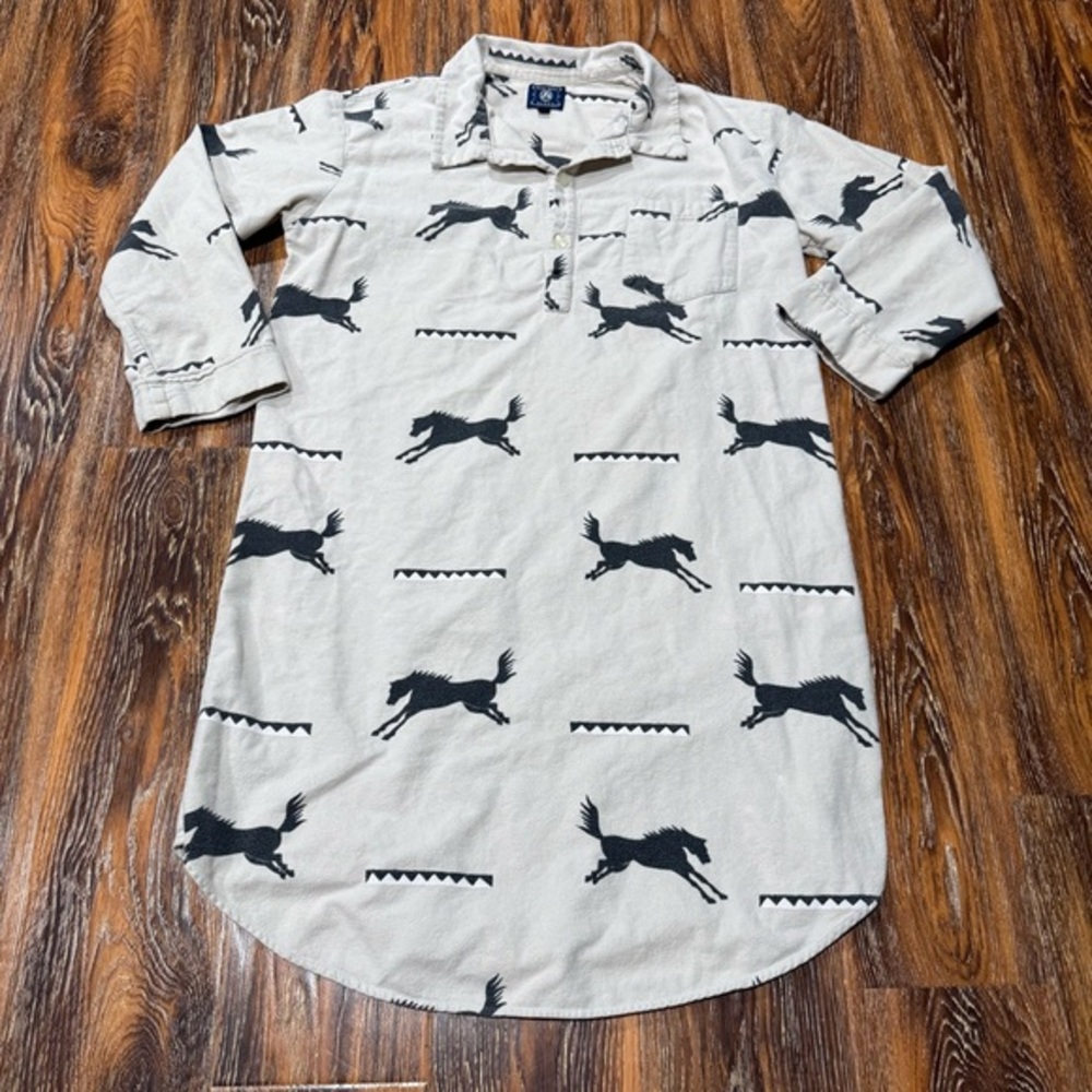 True Grit Flannel Size S XS M Bronco Pajama Mens‎ Women's Mumu Gown USA Cotton